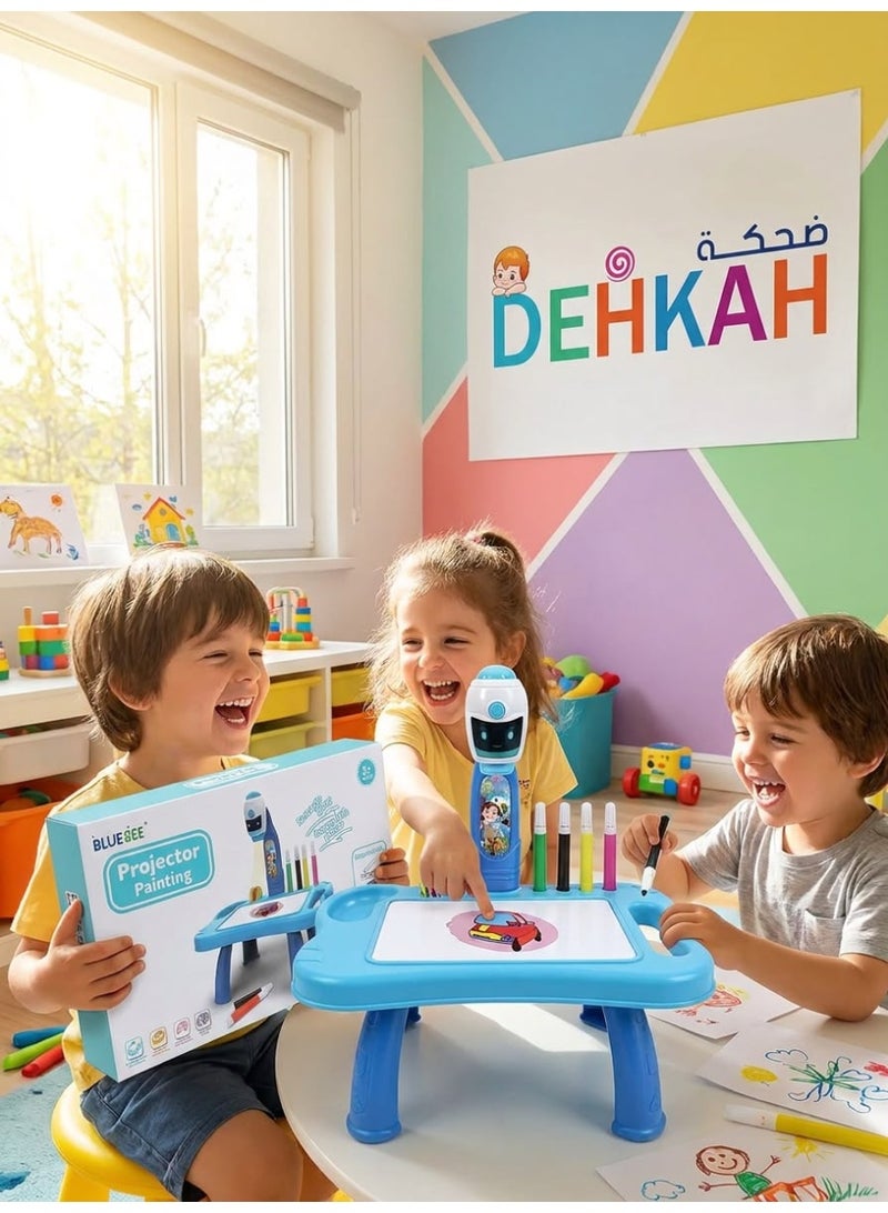 ضحكة  طاولة جهاز عرض للرسم، لعبة جهاز عرض تتبع ورسم، جهاز عرض فني مع ضوء وموسيقى، لوحة رسم تعليمية للاطفال الاولاد والبنات من سن 3 سنوات فما فوق - Image 3
