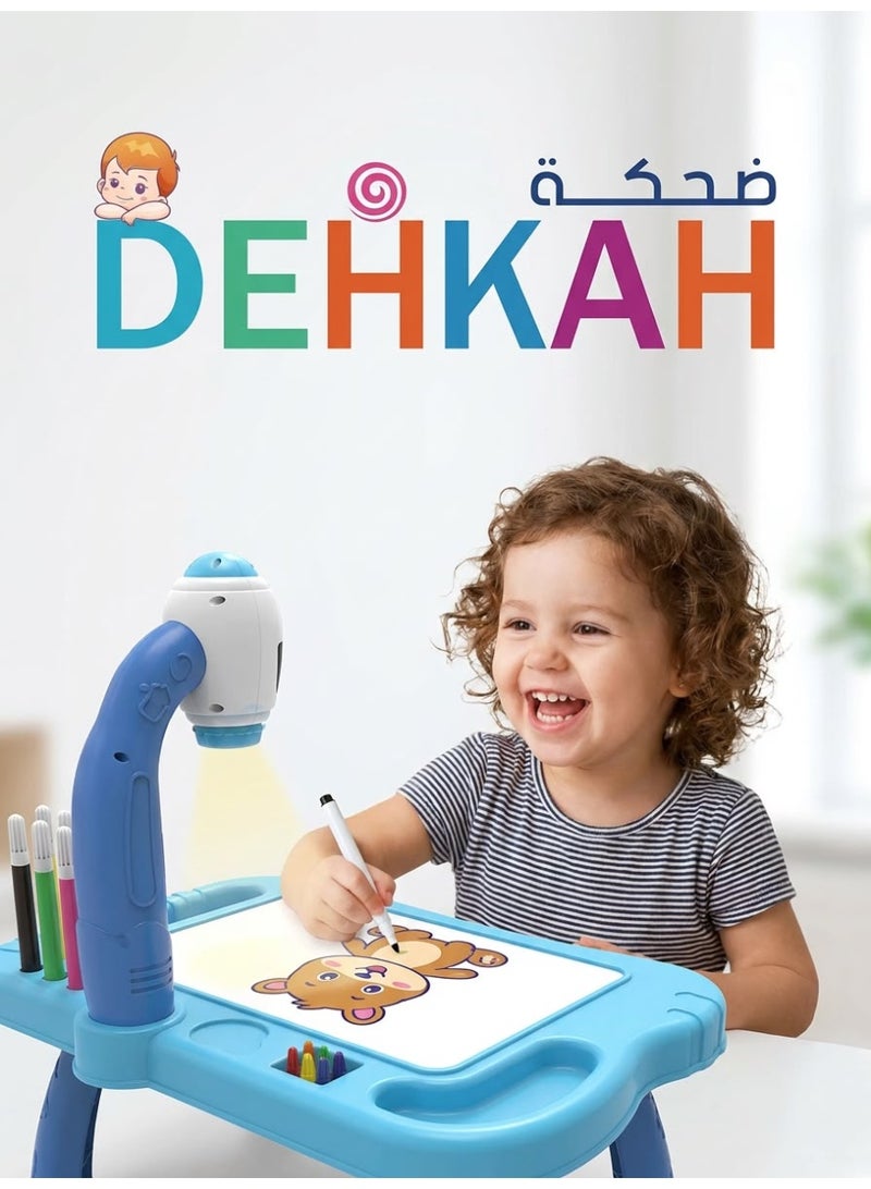 ضحكة  طاولة جهاز عرض للرسم، لعبة جهاز عرض تتبع ورسم، جهاز عرض فني مع ضوء وموسيقى، لوحة رسم تعليمية للاطفال الاولاد والبنات من سن 3 سنوات فما فوق - Image 4