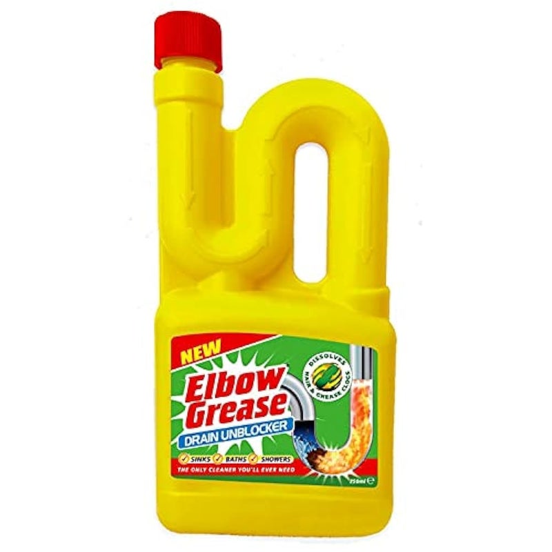 Elbow Grease Drain Unblocker for Sink & Bath Shower | Dissolve Hair Grease Clogg | 750ml - Image 5