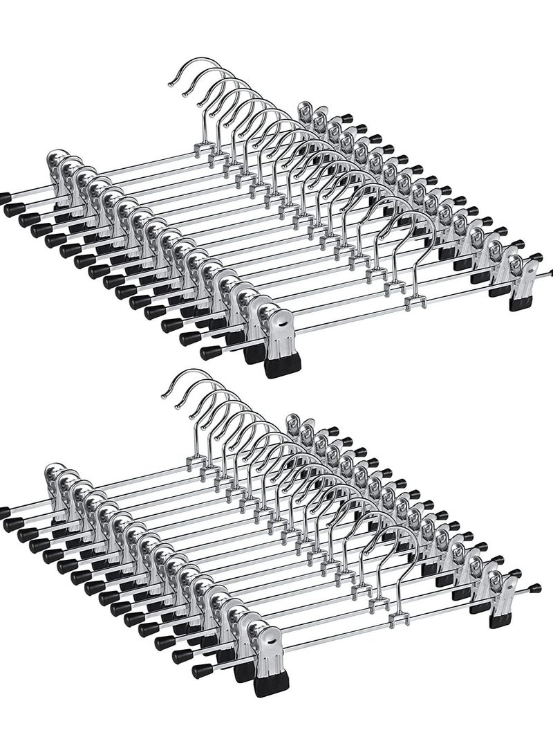 Amber Home 30 Pc Adjustable Metal Pant Skirt &Trouser Hanger with Non-Slip Clips Space Saving Clothes Hangers 30cm - Image 1