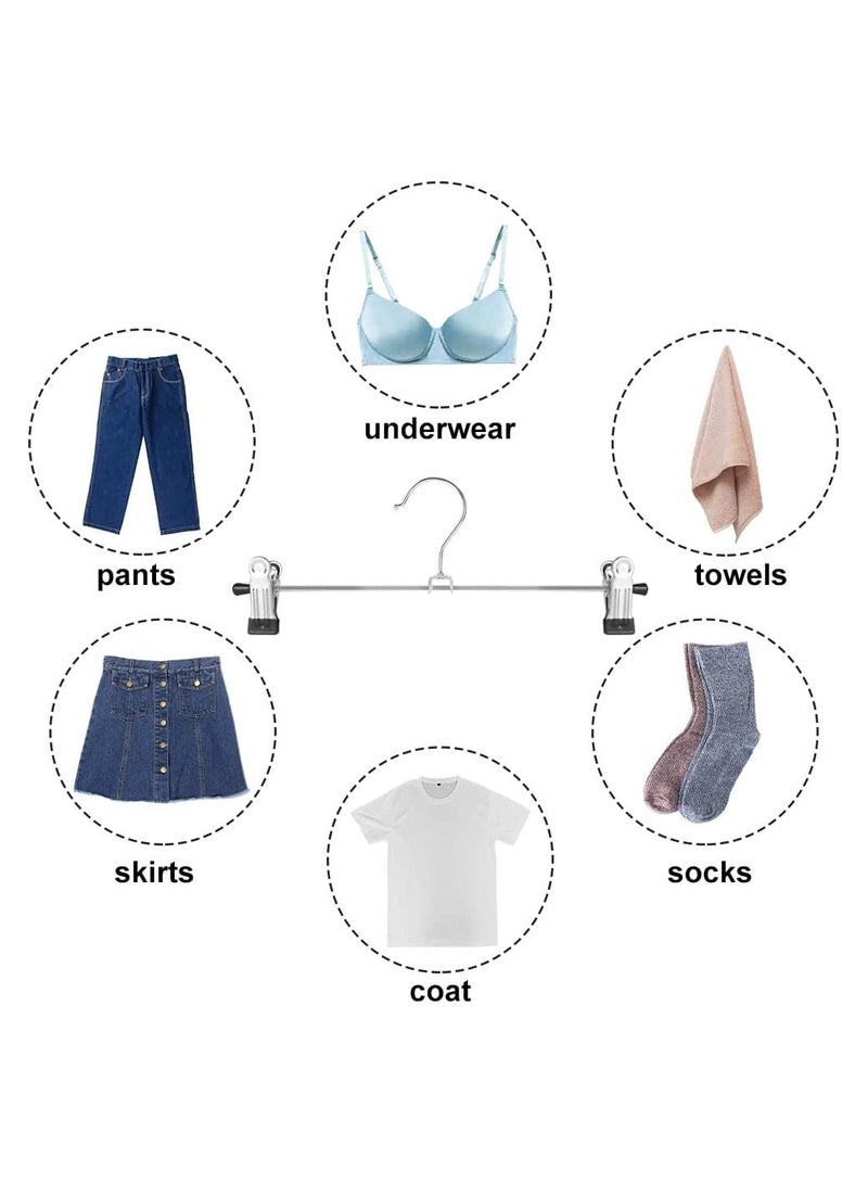 Amber Home 30 Pc Adjustable Metal Pant Skirt &Trouser Hanger with Non-Slip Clips Space Saving Clothes Hangers 30cm - Image 5