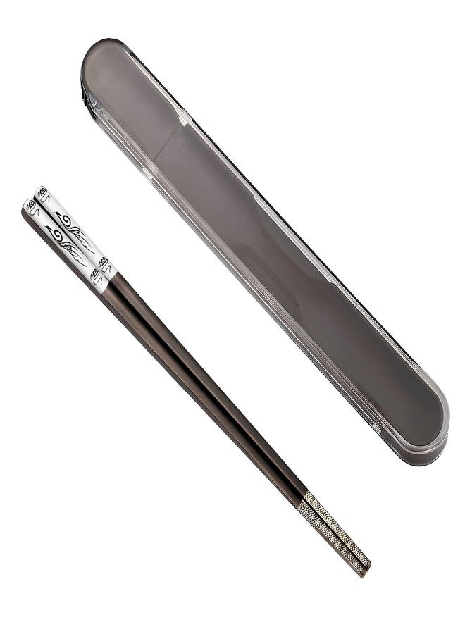 ITXIYC Portable Chopsticks with Pull Design Case, Reusable Metal Stainless Steel Chopstick with Titanium Plated for School, Home, Office, Outdoor, Bento Box Use, Dishwasher Safe (Black Phoenix) - Image 1