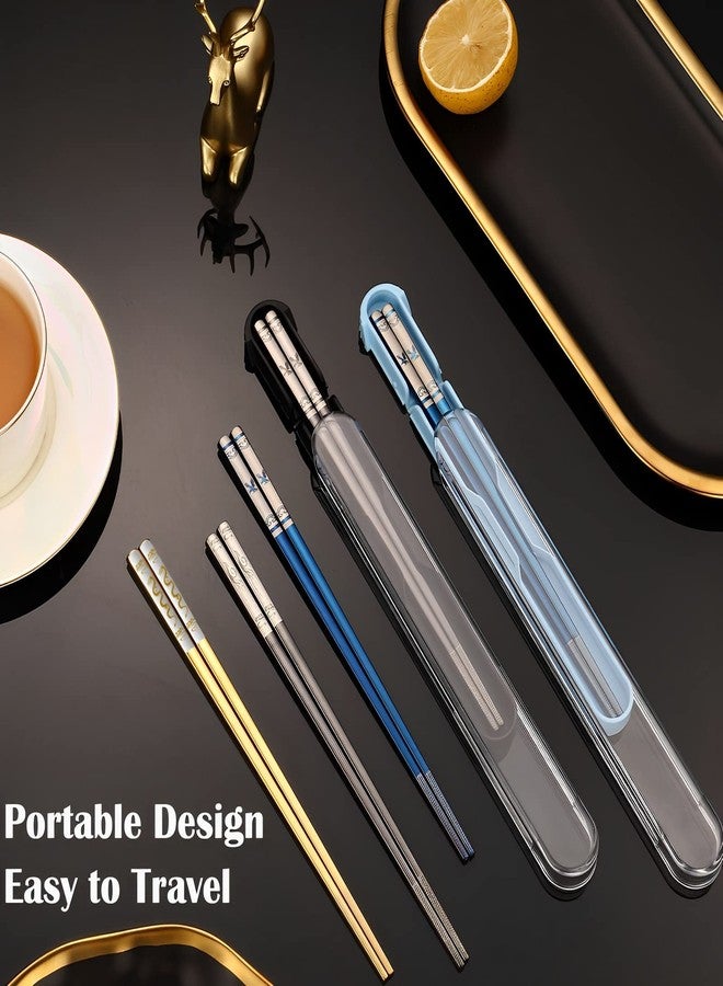 ITXIYC Portable Chopsticks with Pull Design Case, Reusable Metal Stainless Steel Chopstick with Titanium Plated for School, Home, Office, Outdoor, Bento Box Use, Dishwasher Safe (Black Phoenix) - Image 3