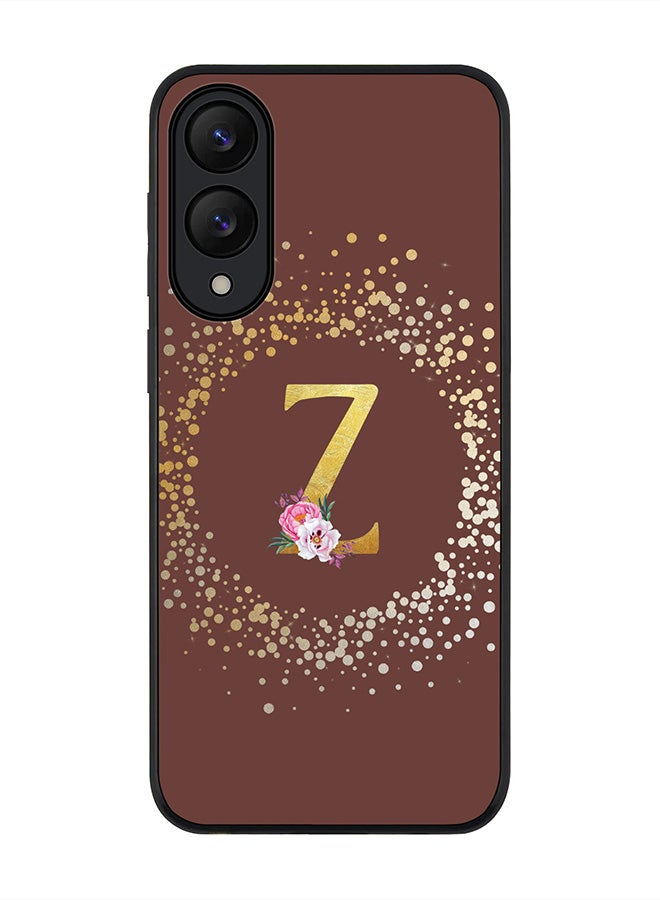 Stylizedd For Samsung Galaxy S25 Edge Case,Slim fit Camera Protection, Shockproof Thin Phone cover  - Custom Monogram Floral - Z  (Brown )