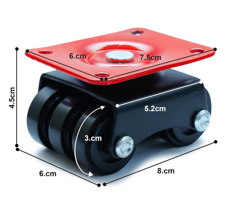 Hepiack Heavy Duty 6Wheel Casters 510kg Load Capacity for Furniture Pack of 4 - Image 3
