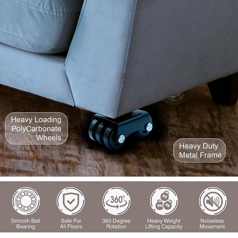Hepiack Heavy Duty 6Wheel Casters 510kg Load Capacity for Furniture Pack of 4 - Image 4