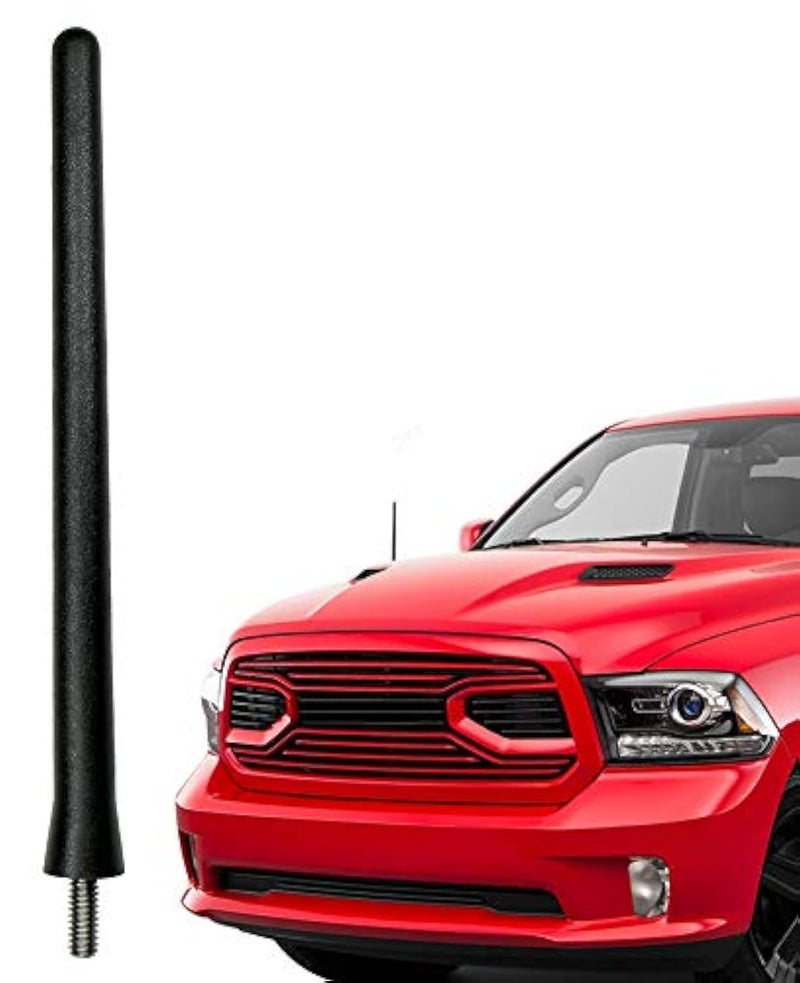 AntennaMastsRus - Short Rubber Antenna fits Dodge Ram Truck 1500 (2009-2024) - USA Stainless Steel Threading - The Original 6 3/4 Inch Accessories - Car Wash Proof - Internal Copper Coil - Image 1