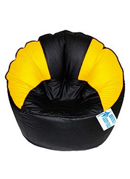 caddyFull caddyFull Leather Bean Bag Without Beans Leatherette Bean Bag Cover for Indoor Living Room Gamer Black and Yellow  - Image 2