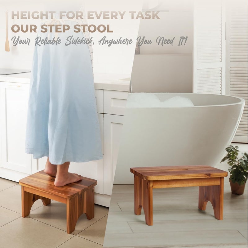 Carpentray Wooden Step Stool 9Hight One Step Stool for Adults Step Stool with 550 Lbs Load Capacity Heavy DutyPortableNonslipDurable Construction Safe Step Stool for BedroomKitchen - Image 5