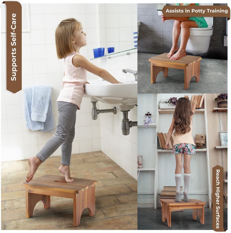 Carpentray Wooden Step Stool 9Hight One Step Stool for Adults Step Stool with 550 Lbs Load Capacity Heavy DutyPortableNonslipDurable Construction Safe Step Stool for BedroomKitchen - Image 4