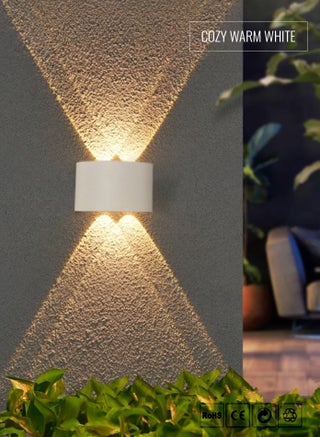 4*2 واط ضوء جدار LED حديث دافئ أبيض، مقاوم للماء IP65، 770 لومن، إضاءة لأعلى ولأسفل - أبيض - view 4