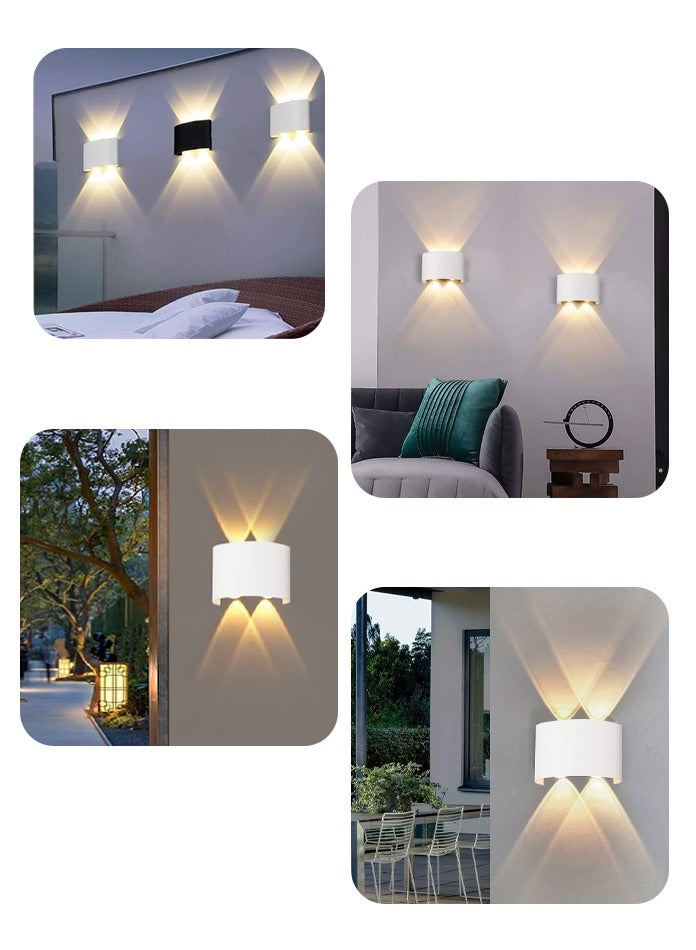 4*2W Modern LED Warm White Wall Light , IP65 Waterproof, 770lm, Up & Down Lighting - White