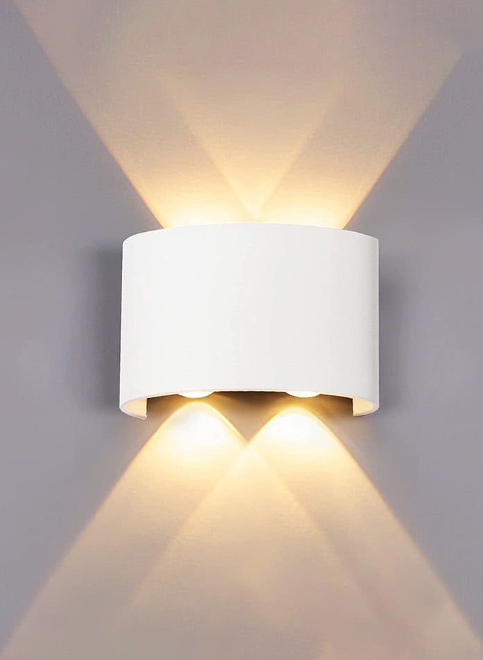 4*2W Modern LED Warm White Wall Light , IP65 Waterproof, 770lm, Up & Down Lighting - White