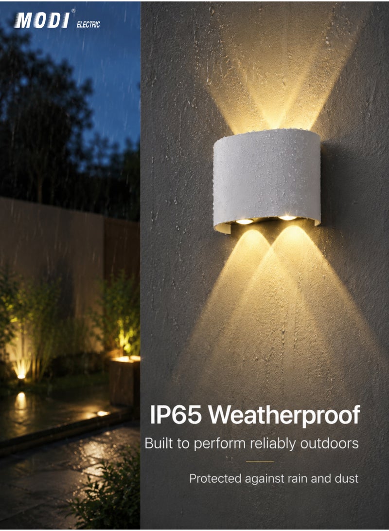 MODI IP65 Waterproof Led Wall Light 4*2W 3000K Warm White Die-cast Aluminum Outdoor Wall Lamp 770lm White Body - Image 3