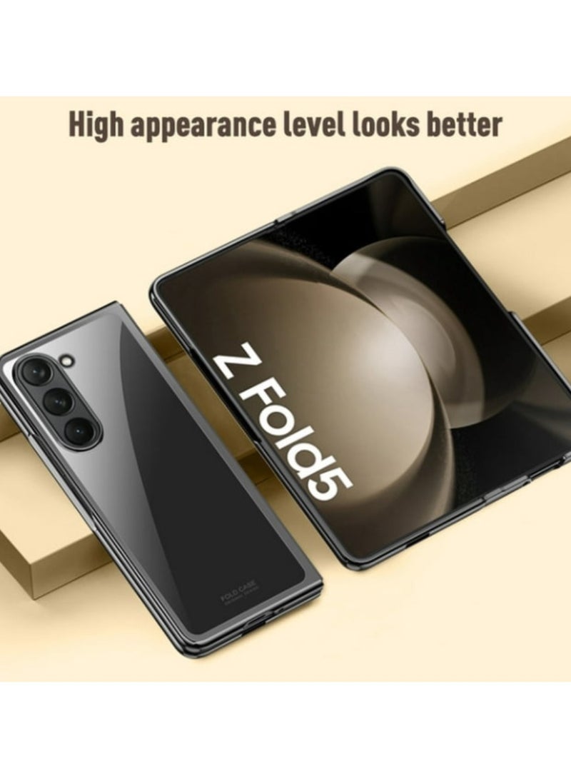 AROAQ Clear Case for Samsung Galaxy Z Fold 5,Luxury Plating Anti-Yellow Transparent Crystal Hard PC Anti-Scratch Ultra Slim Phone Cover for Samsung Galaxy Z Fold 5 5G - Image 3