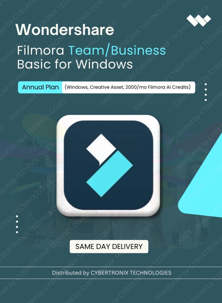 Wondershare Filmora Team/Business Basic for Windows (Windows, Creative Asset, 2000/mo Filmora AI Credits) | Annual Plan | Digital License | Same Day Delivery