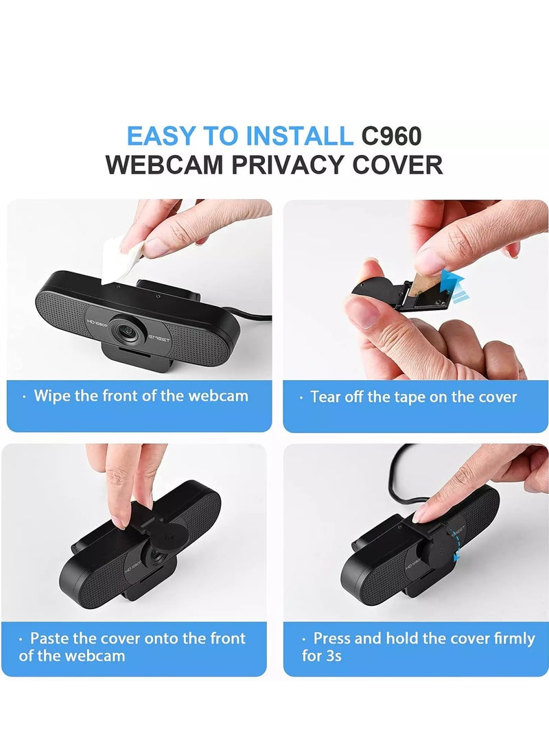 C960 1080P Webcam with 2 Noise Reduction Microphone, 90°FOV, with Privacy Cover