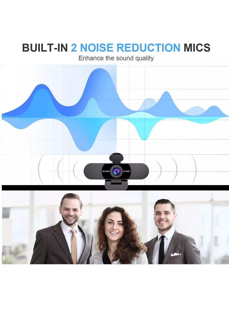 eMeet C960 1080P Webcam with 2 Noise Reduction Microphone, 90°FOV, with Privacy Cover  - Image 2