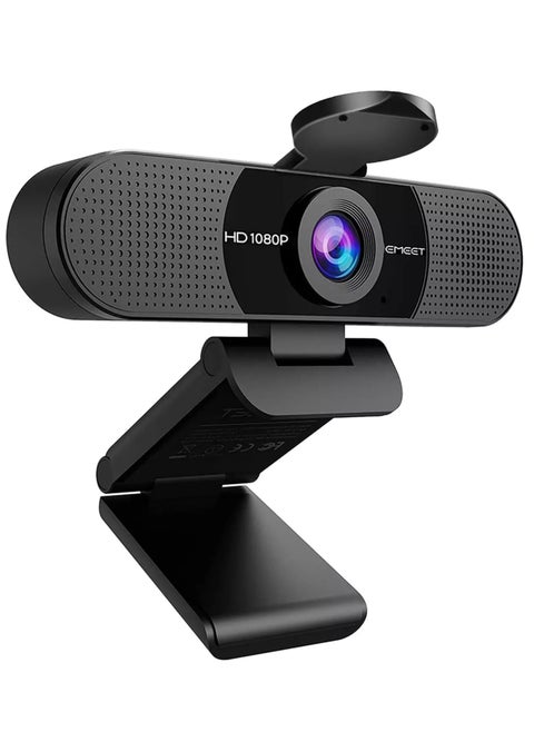 C960 1080P Webcam with 2 Noise Reduction Microphone, 90°FOV, with Privacy Cover