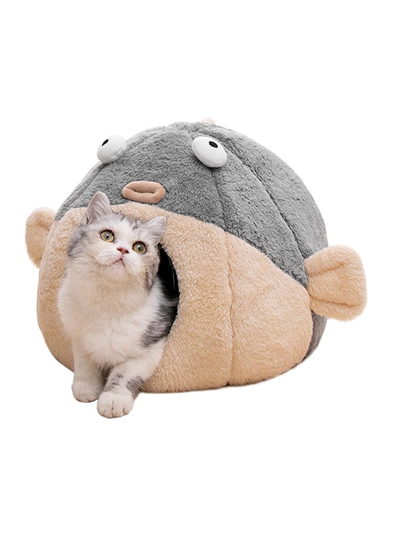 general Indoor Cat Bed - The cat bed cave is equipped with removable and washable padded pillows, soft luxury high-quality cotton non-deformable pet bed, lively puffer fish cat house design - Image 1