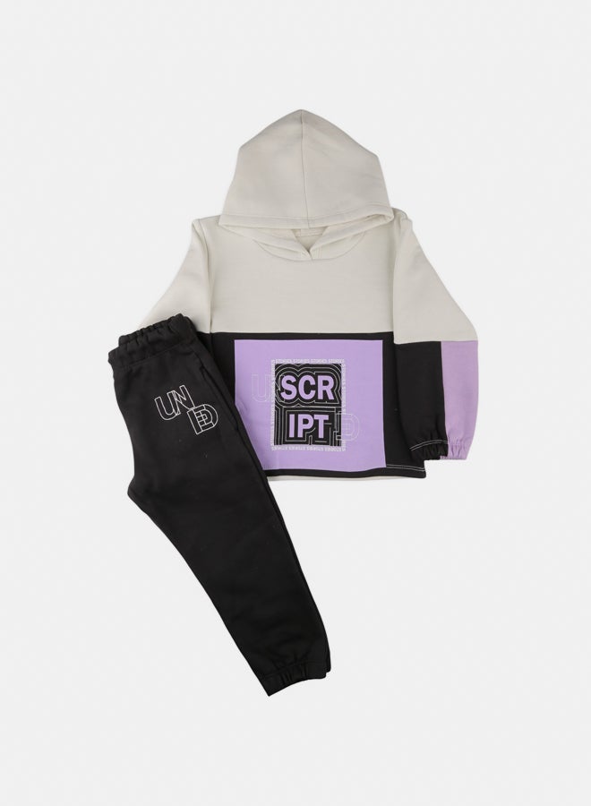 El Sayaad Boy Inner Fleece Printed Winter Hooded Set