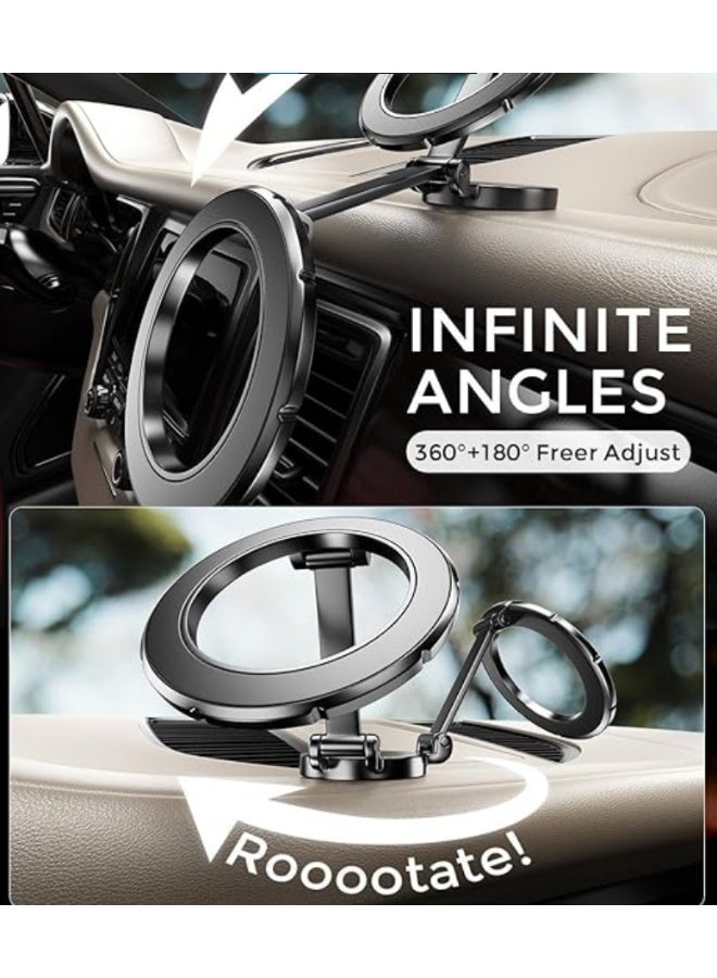 Magnetic Phone Holder for Car Dashboard, 360°+180° Rotation, Silver, Metal Ring Stand, Magnetic Phone Holder for Car,iPhone Car Holder Dash Phone Mount | WIDGETS MATRIX - Image 2