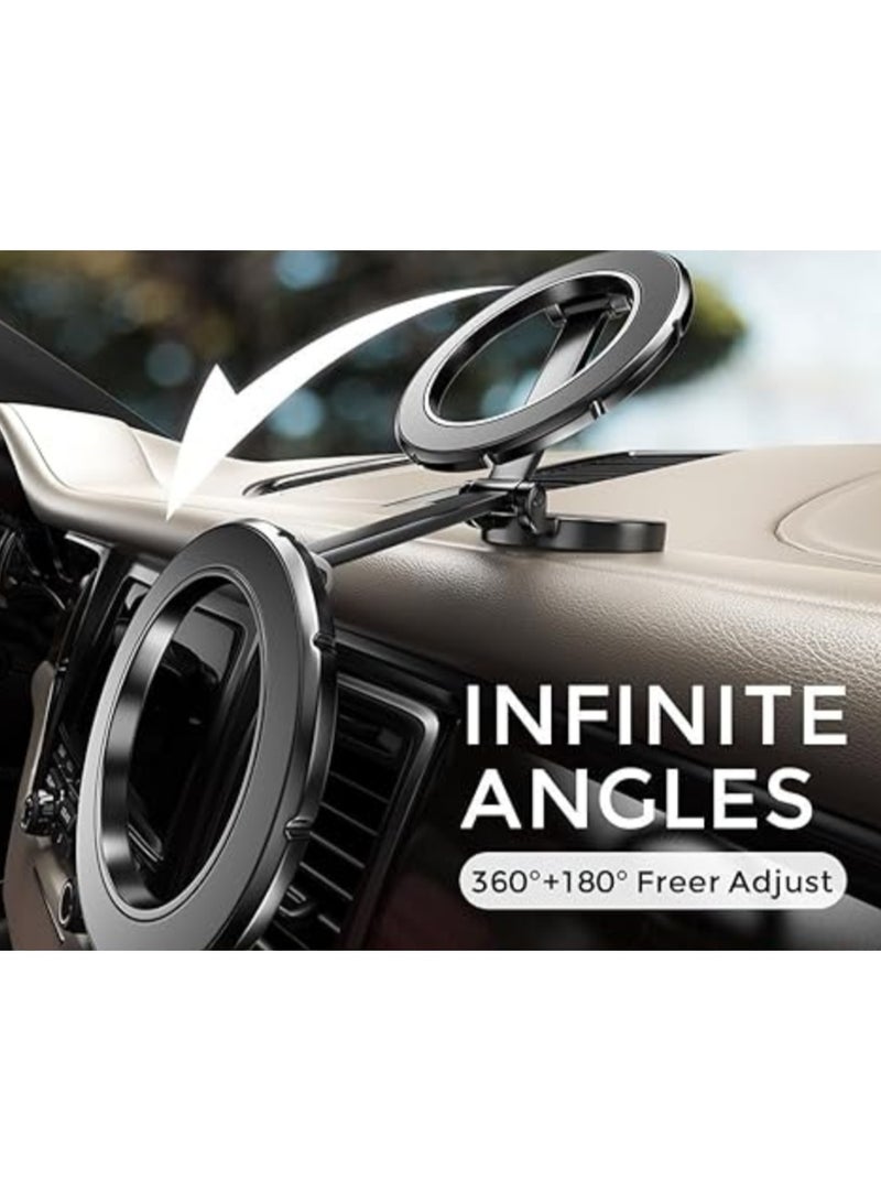Magnetic Phone Holder for Car Dashboard, 360°+180° Rotation, Silver, Metal Ring Stand, Magnetic Phone Holder for Car,iPhone Car Holder Dash Phone Mount | WIDGETS MATRIX - Image 4