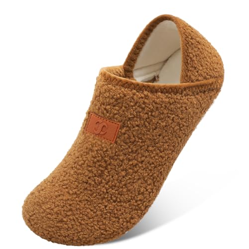 Scurtain Unisex Adults Rubber Sole Slippers House Slippers For Women Brown Size 6-7 W - Image 1