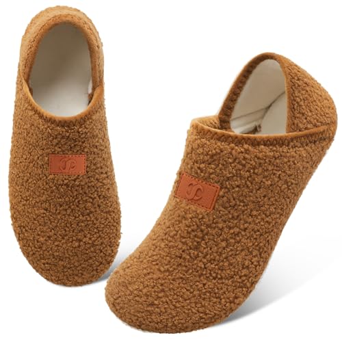 Scurtain Unisex Adults Rubber Sole Slippers House Slippers For Women Brown Size 6-7 W - Image 3