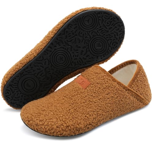 Scurtain Unisex Adults Rubber Sole Slippers House Slippers For Women Brown Size 6-7 W - Image 2