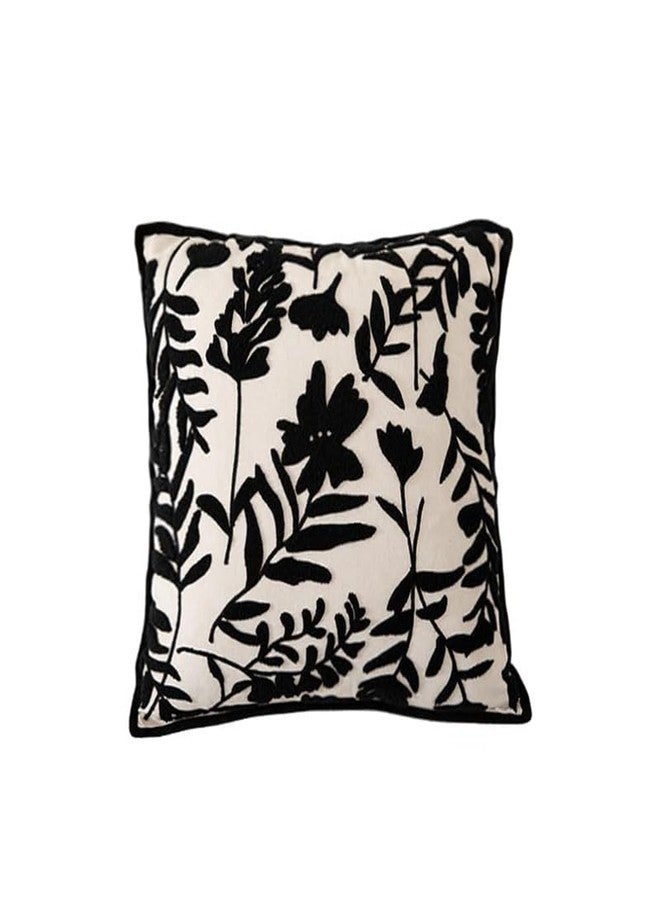MOCOFO Pillow Cover 18x18'' Light Luxury Three-Dimensional Embroidery Pillow Cover Pillowcase for Home and Office（Black on Rice） - Image 1
