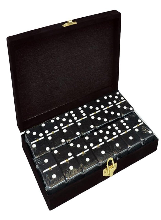 Marion Domino Double 6 Custom Engraved and Hand Painted Black Jumbo Tournament Size with Spinners in Elegant Black Velvet Case. - Image 2