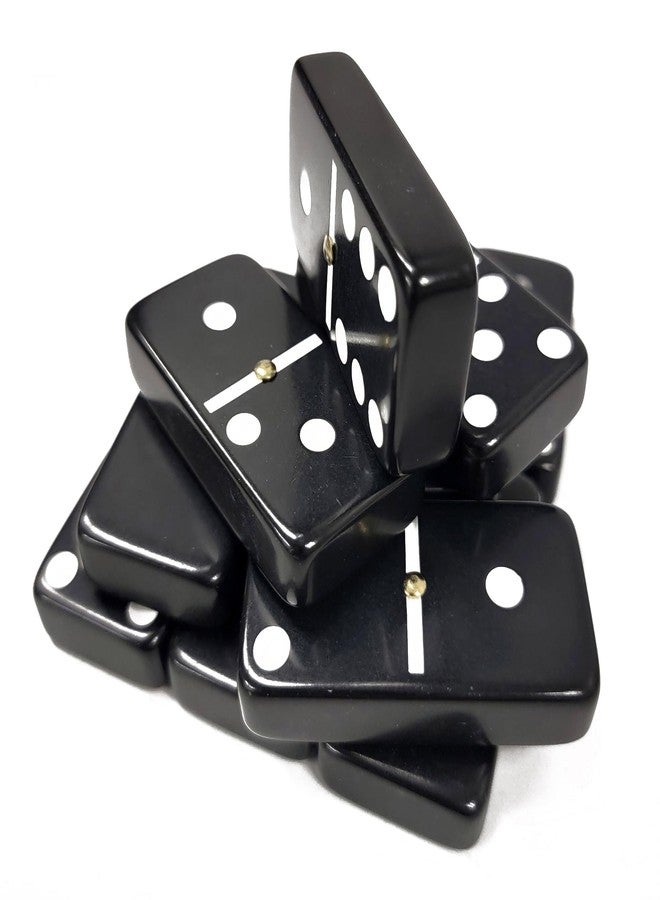 Marion Domino Double 6 Custom Engraved and Hand Painted Black Jumbo Tournament Size with Spinners in Elegant Black Velvet Case. - Image 5