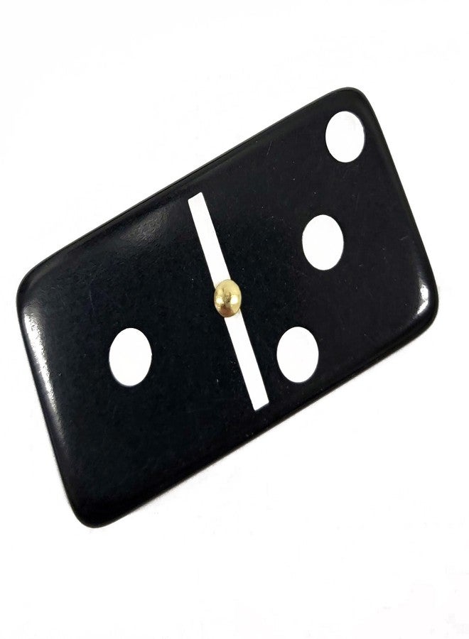 Marion Domino Double 6 Custom Engraved and Hand Painted Black Jumbo Tournament Size with Spinners in Elegant Black Velvet Case. - Image 4