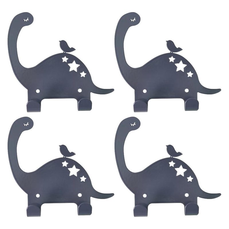 Litmus - For Colourful Homes Litmus Dinosaur WallMounted Hooks Pack of 4 ColourBlack ThemeBased Hooks Hanger for Toddlers Bedroom and Baby Nursery MultiPurpose Hanging Organizer for Coat Towels Cloths Keys - Image 1
