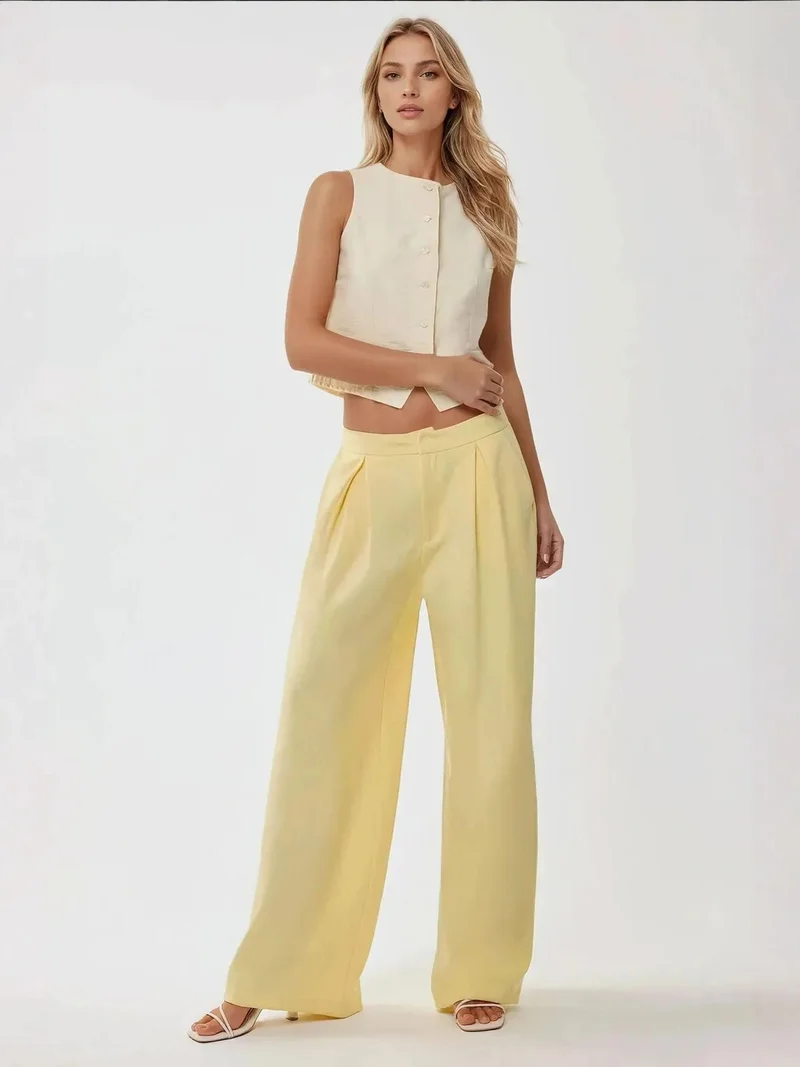 Hiccup Natural Crew Neck Sleeveless Waistcoat for Women | Best Price UAE