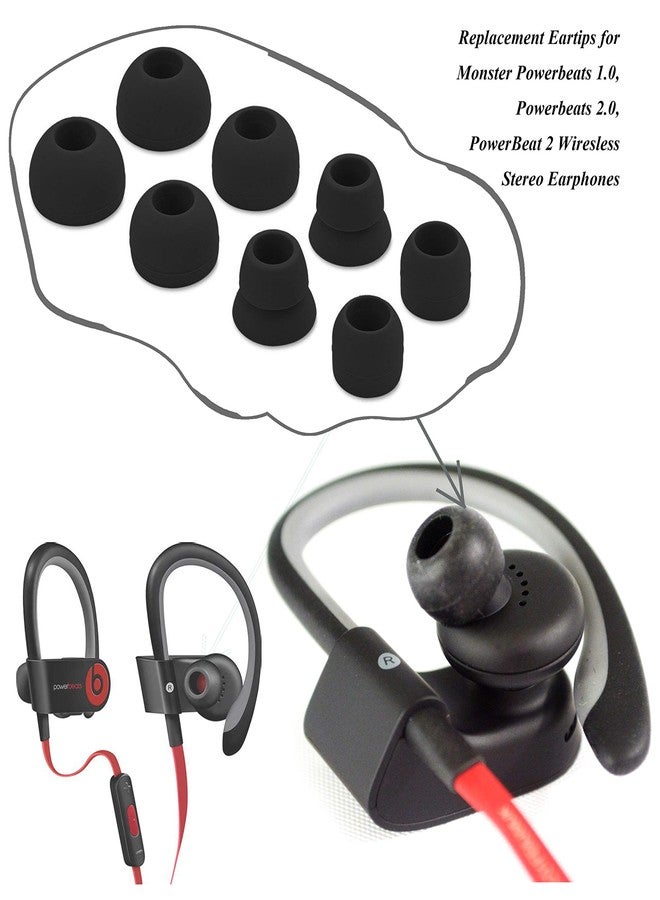 Saipomor Replacement Earbud Tips fit for Beats Powerbeats2 Wireless Stereo Headphones 4 Pairs Small Medium Large and Double Flange (Black) - Image 4