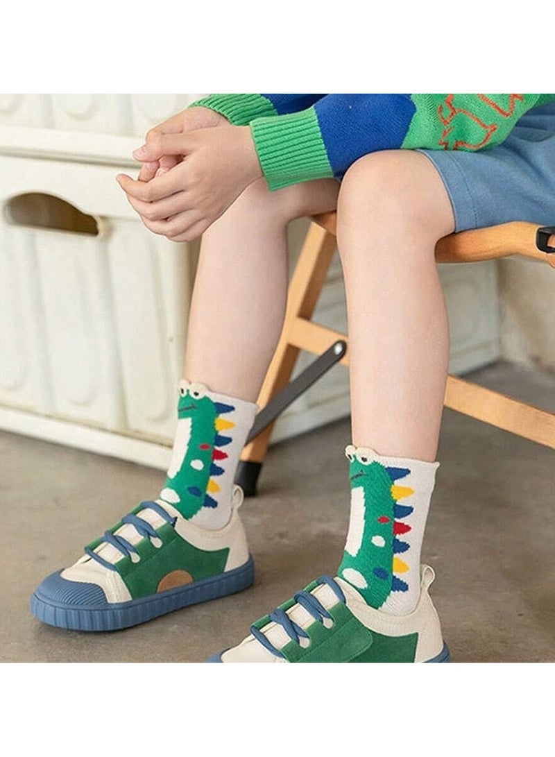 جوارب اطفال 5 ازواج مختلفه من جوارب الاطفال المصنوعه من القطن بتصميم ديناصورات لطيفه تناسب جميع فصول السنه من عمر (5-8)y - Image 3