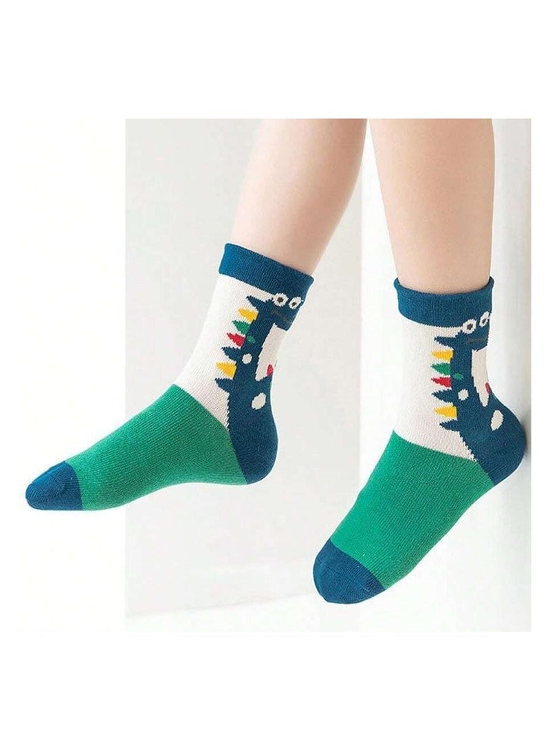جوارب اطفال 5 ازواج مختلفه من جوارب الاطفال المصنوعه من القطن بتصميم ديناصورات لطيفه تناسب جميع فصول السنه من عمر (5-8)y - Image 4