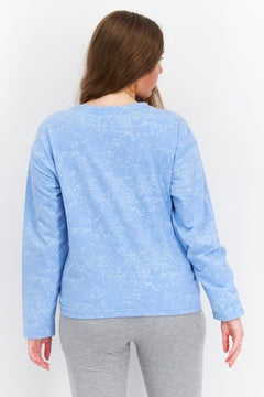 Weatherproof Women Round Neck Long Sleeves Chest Pocket Top, Blue  - Image 4