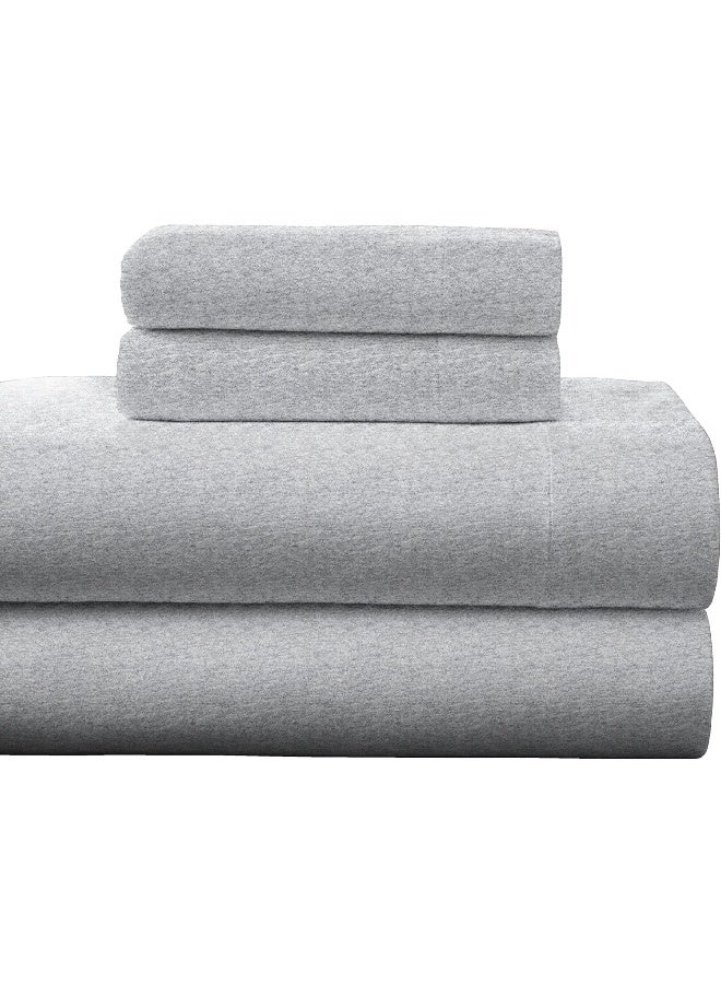 Pointehaven Heavy Weight Flannel Cotton Sheet Set, Cal King, Heather Gray - Image 1