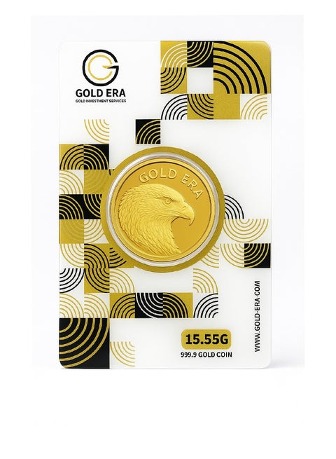 Gold Era 15.55 Grams 24K Gold Coin – 999.9 Pure Gold Coin with Falcon Design, Certified Investment Coin in Secure Packaging