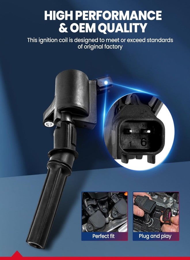 KAX مجموعة ملفات إشعال KAX DG508 (8 قطع) مناسبة لسيارات فورد F150، جراند ماركيز، كراون فيكتوريا، E250، تاون كار، F250 سوبر ديوتي، E150، E250، إكسبيديشن، موستانج، كراون فيكتوريا، F350 سوبر ديوتي - Image 2