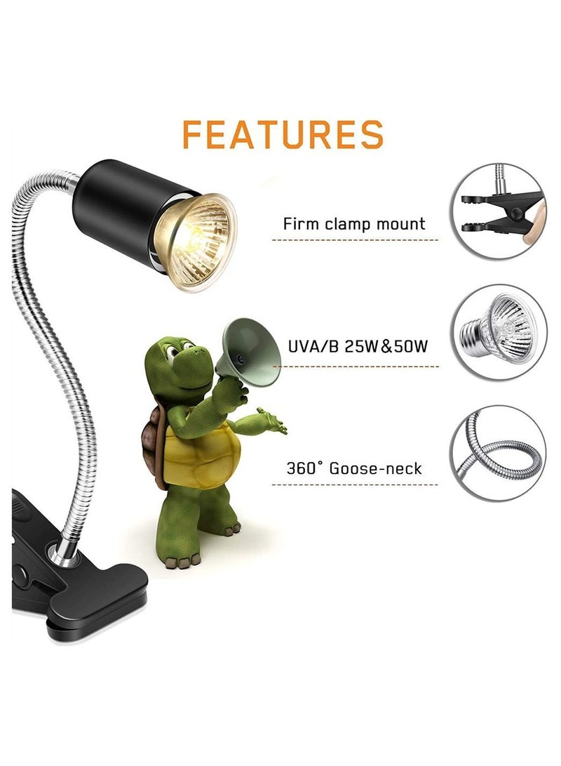 Generic Reptile Heat Lamp, UVA UVB Light Basking Spot Habitat Lamp with Timing and Dimming, 360° Rotatable Turtle for Reptiles, Amphibians, Lizards (25w/50w Bulb)  - Image 2