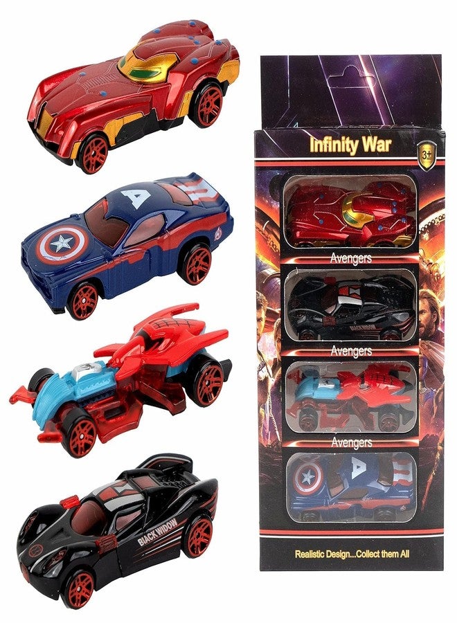 Sky Tech® Mini Metal Car for Kids, Avenger Car Pack of 4 Mini Racers Series Diecast Cars Suitable for Children, Movie Vehicle Racing Cars for Competition and Story Play - Multicolor - Image 1