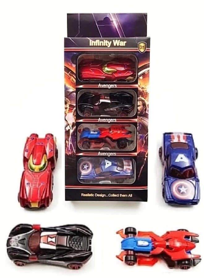 Sky Tech® Mini Metal Car for Kids, Avenger Car Pack of 4 Mini Racers Series Diecast Cars Suitable for Children, Movie Vehicle Racing Cars for Competition and Story Play - Multicolor - Image 4
