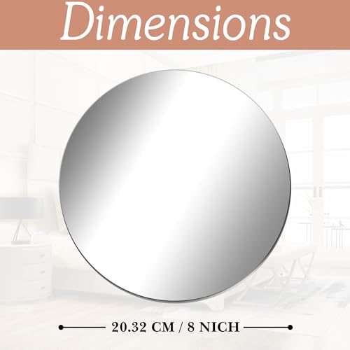 True Flair Silver Acrylic Mirror for Art and Craft Purpose Painting | Round Circle Mirror for Lippan Art, and Many More | 8 Inch X 8 Inch Pack of 1 - Image 4