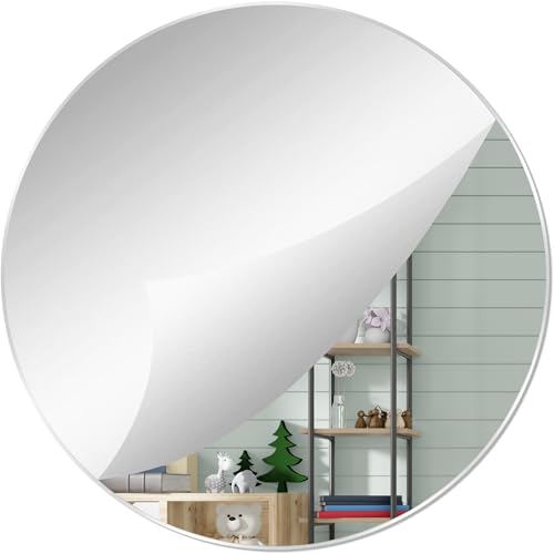 True Flair Silver Acrylic Mirror for Art and Craft Purpose Painting | Round Circle Mirror for Lippan Art, and Many More | 8 Inch X 8 Inch Pack of 1 - Image 1