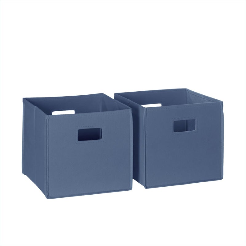 RiverRidge Kids 2pc Fabric Collapsible Storage Cube Organizers with Handles for Playroom Organization - Slate Blue - Image 1