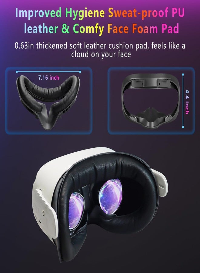 Saqico Face Pad & Face Cover Cushion Replacement Compatible with Oculus/Meta Quest 2 -VR Accessories Facial Interface Bracket Foam Soft Silicone & Comfortable Leather Sweat-Proof Anti-Leakage Nose Pad - Image 3